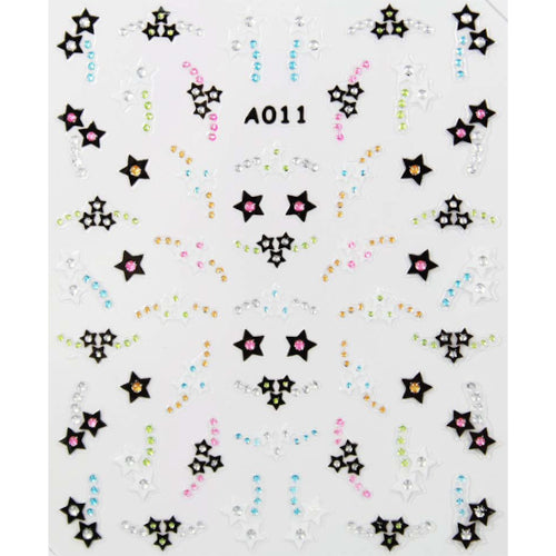 These Star Nail Stickers with Multicoloured Gems are Ideal for Creating Nail Art Designs & Blingy Accent Nails at Home. Model A011