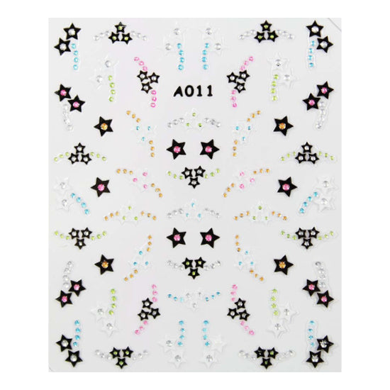 These Star Nail Stickers with Multicoloured Gems are Ideal for Creating Nail Art Designs & Blingy Accent Nails at Home. Model A011
