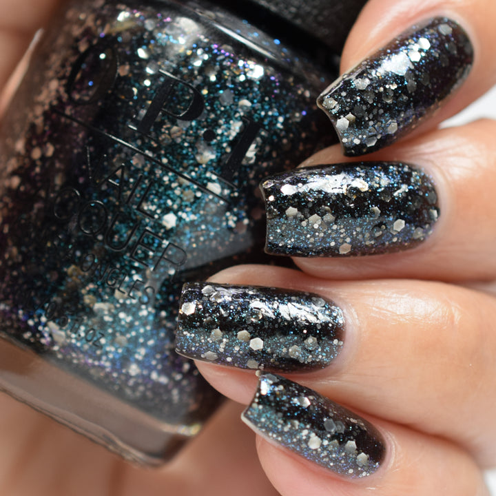 OPI I'm A Gem Black Glitter Nail Polish from the OPI Jewel Be Bold Collection. OPI Item Product Code HRP14