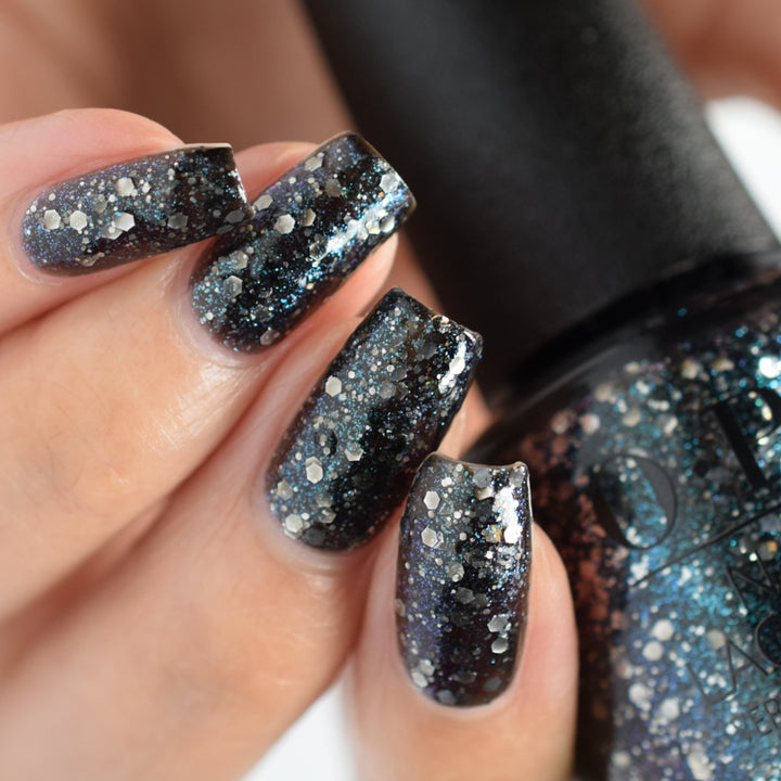 OPI I'm A Gem Black Glitter Nail Polish from the OPI Jewel Be Bold Collection. OPI Item Product Code HRP14