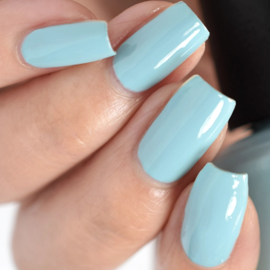 OPI NFTease Me Light Pale Blue Creme Nail Polish from the Me, Myself and OPI Collection from Spring 2023. OPI Item Product Code NLS006