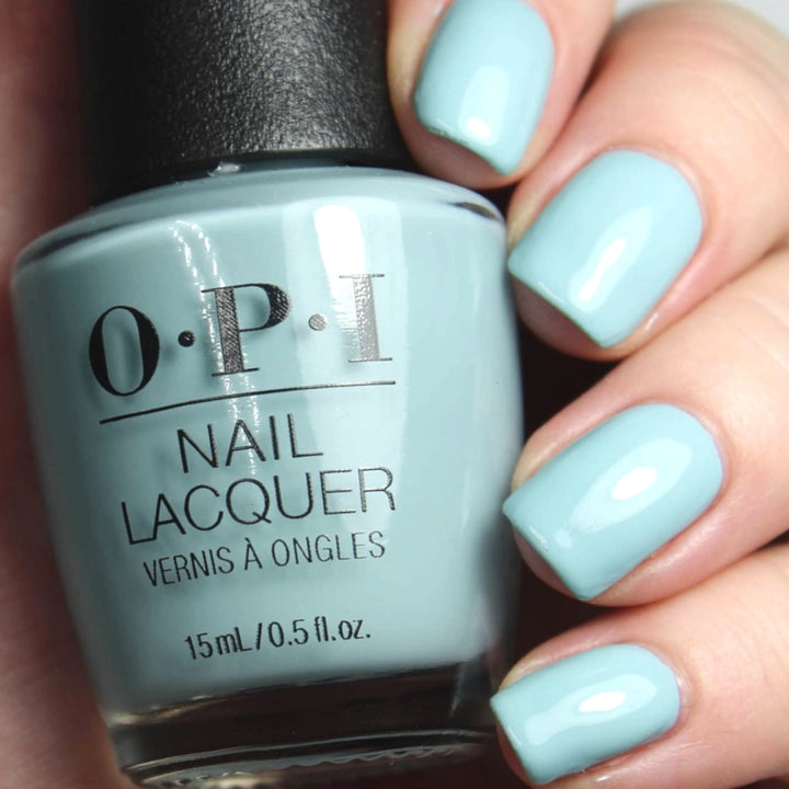 OPI NFTease Me Light Pale Blue Creme Nail Polish from the Me, Myself and OPI Collection from Spring 2023. OPI Item Product Code NLS006