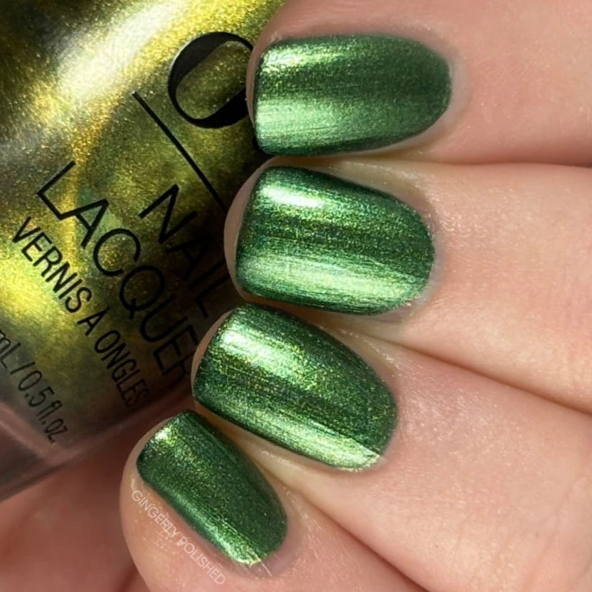 OPI Ozitively Elphaba Green Pearl Nail Polish from the OPI x Wicked Collection. OPI Item Product Code HRR09