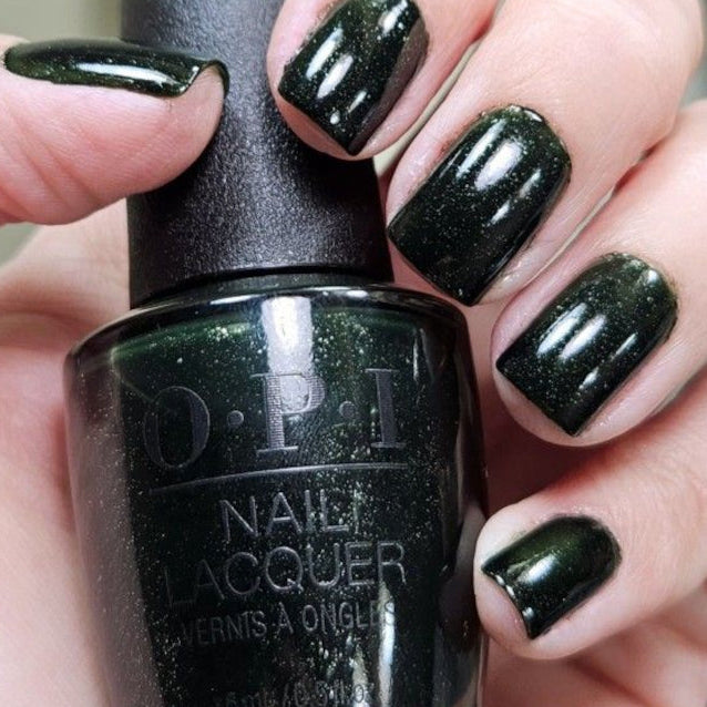 OPI Peppermint Bark and Bite Dark Green Shimmer Nail Polish from the OPI Terribly Nice Collection. OPI Item Product Code HRQ01