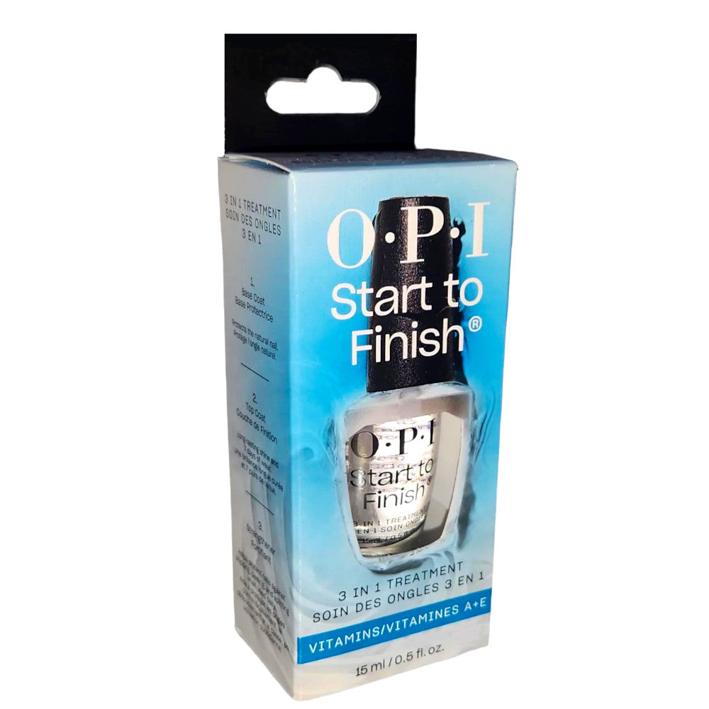 OPI Start to Finish 3 in 1 Top, Base & Treatment with Vitamins A + E Nail Polish 15ml. OPI Item Product Code NTT70