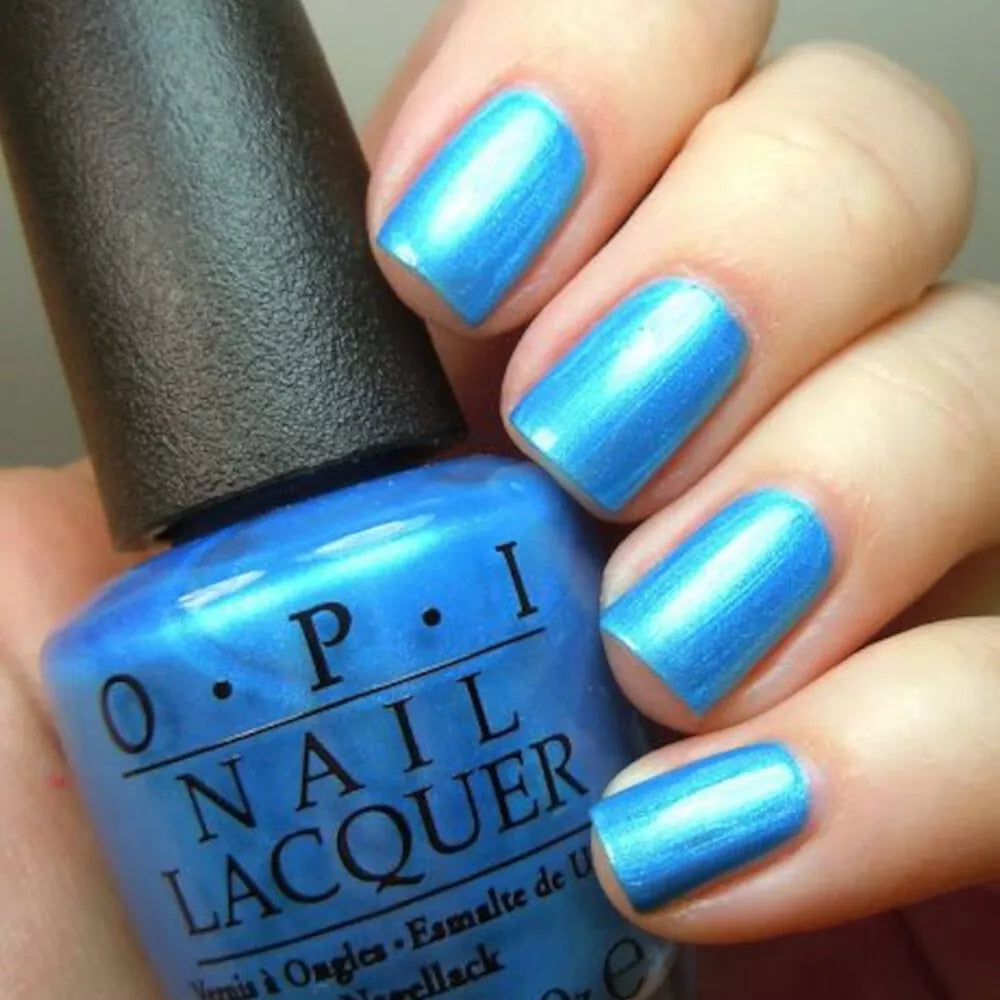 OPI Teal The Cows Come Home Blue Shimmer Nail Polish. OPI Item Product Code NLB54