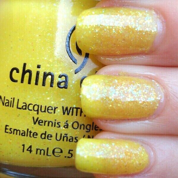 China Glaze Sunshine #814 Sheer Yellow Holographic Glitter Nail Lacquer Polish