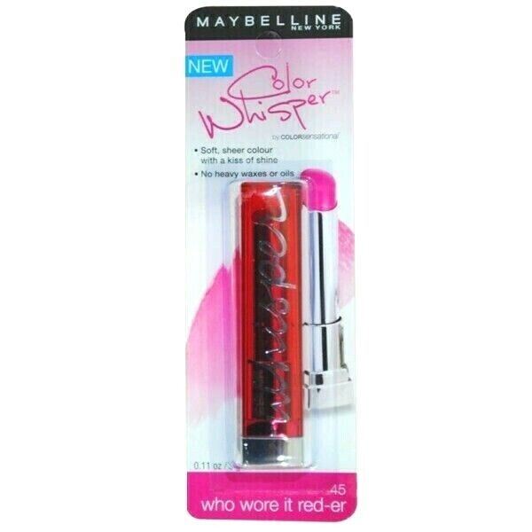 Maybelline Who Wore It Red-Er #45 Color Whisper Lip Colour Sealed in Carded Packet