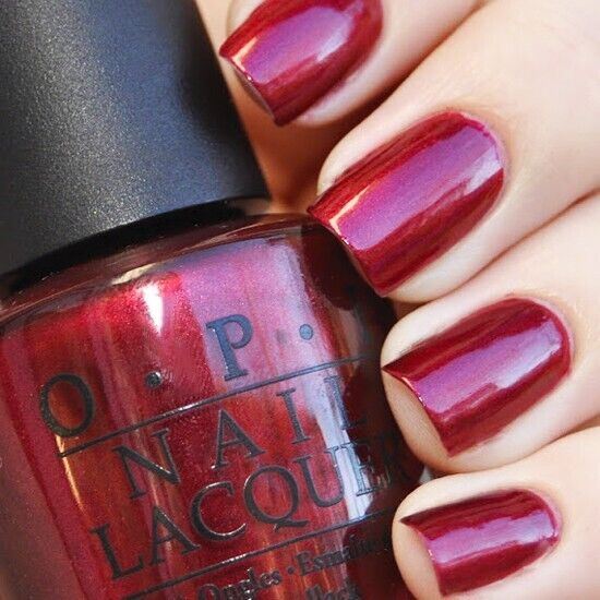 OPI Bogota Blackberry Dark Red Shimmer Nail Polish. OPI Item Product Code NLF52