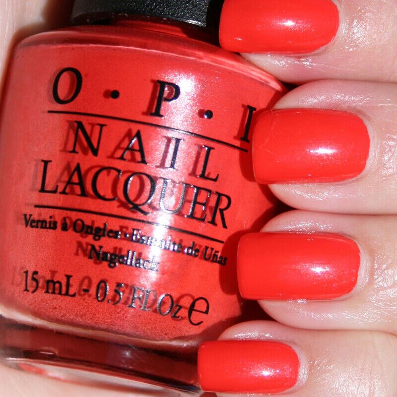 OPI My Paprika Is Hotter Than Yours! Coral Shimmer Nail Polish. OPI Product Code NLE76