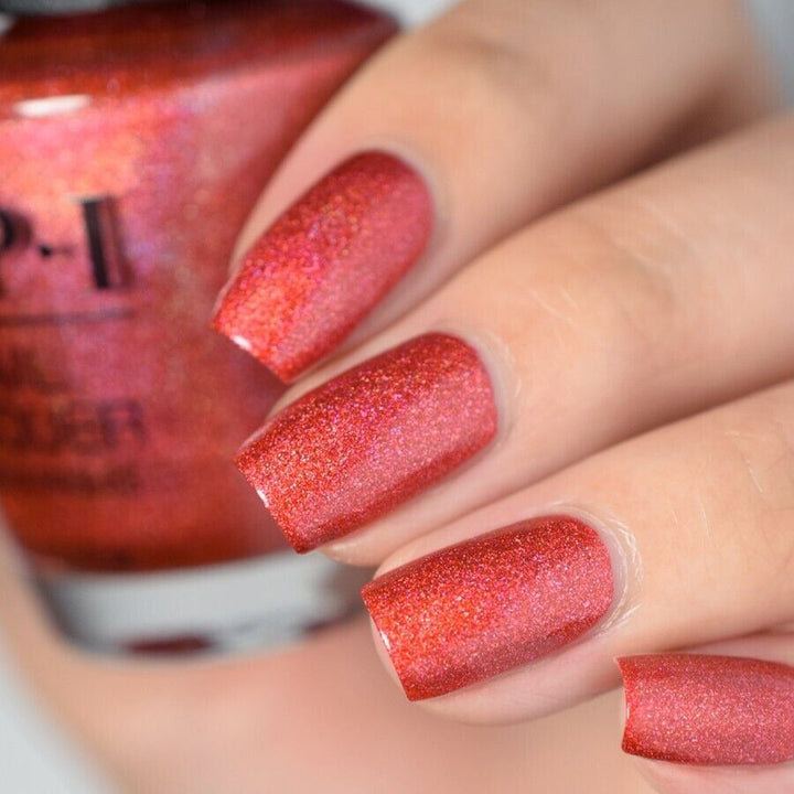 OPI Paint The Tinseltown Red Holographic Shimmer Nail Polish Lacquer. OPI Item Product Code HRN06