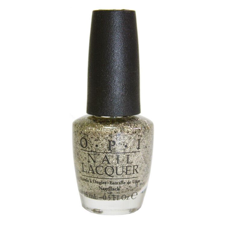 OPI Wonderous Star Gold and Black Glitter Nail Polish from the OPI x Mariah Carey Collection. OPI Product Code HLE12