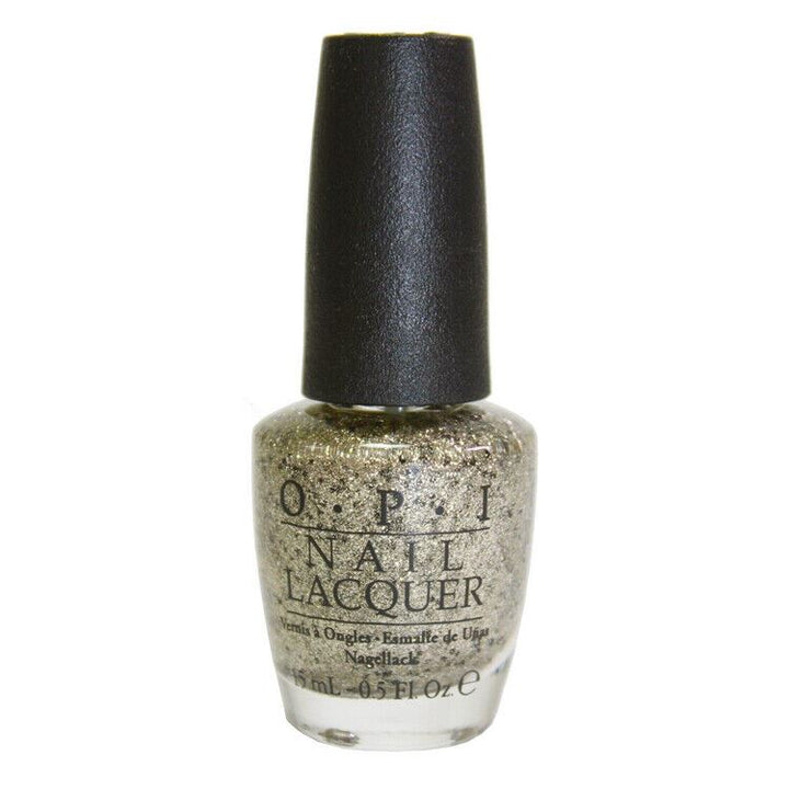 OPI Wonderous Star Gold and Black Glitter Nail Polish from the OPI x Mariah Carey Collection. OPI Product Code HLE12