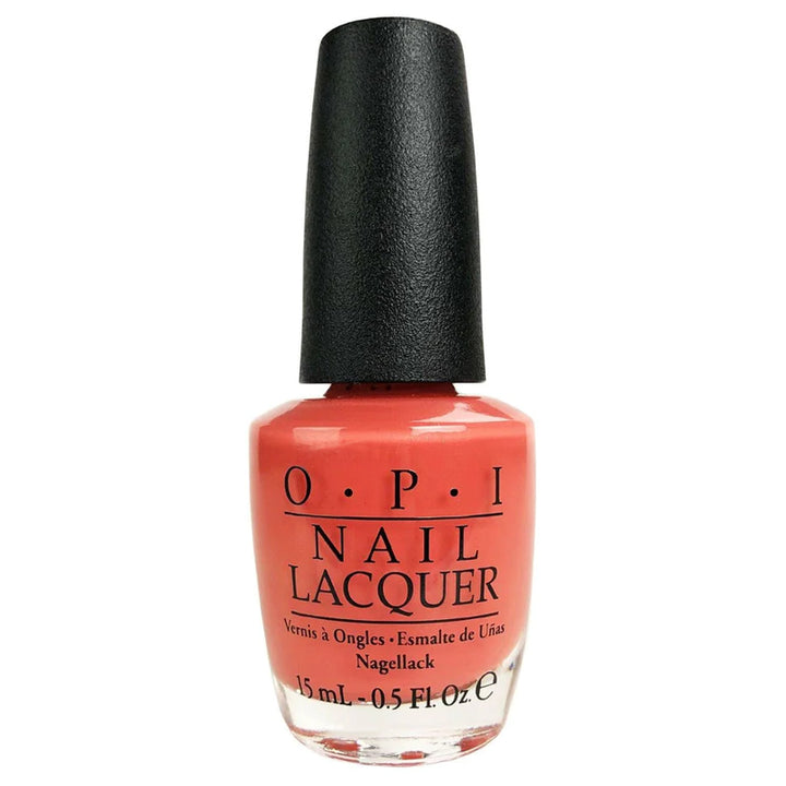 OPI Are We There Yet? Coral Orange Shimmer Nail Polish from the OPI Touring America Collection. OPI Product Code NLT23