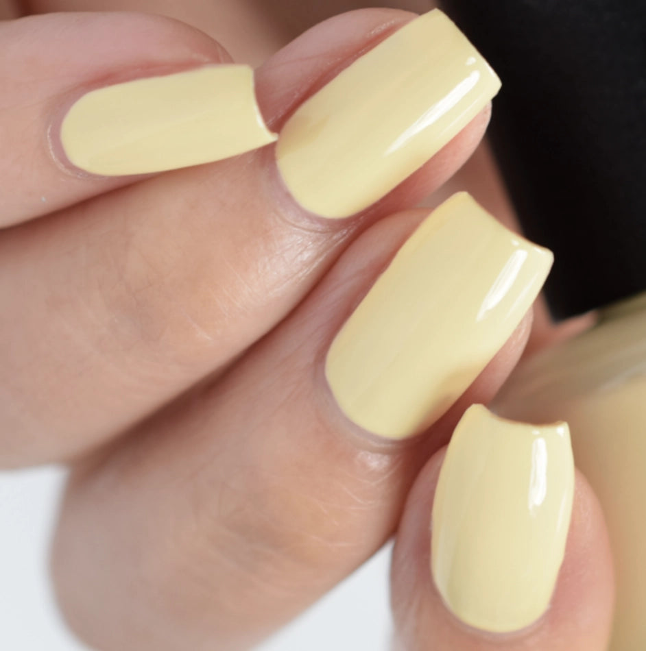 OPI Blinded by the Ring Light Pastel Pale Yellow Creme Nail Polish from the Me, Myself and OPI Collection from 2023. OPI Item Product Code NLS003