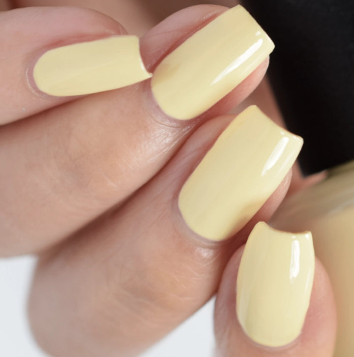 OPI Blinded by the Ring Light Pastel Pale Yellow Creme Nail Polish from the Me, Myself and OPI Collection from 2023. OPI Item Product Code NLS003