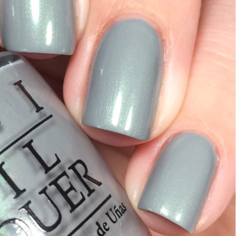 OPI I Can Never Hut Up Grey Nail Polish with Green Iridescent Shimmer from the OPI Fiji Collection. OPI Item Product Code  NLF86