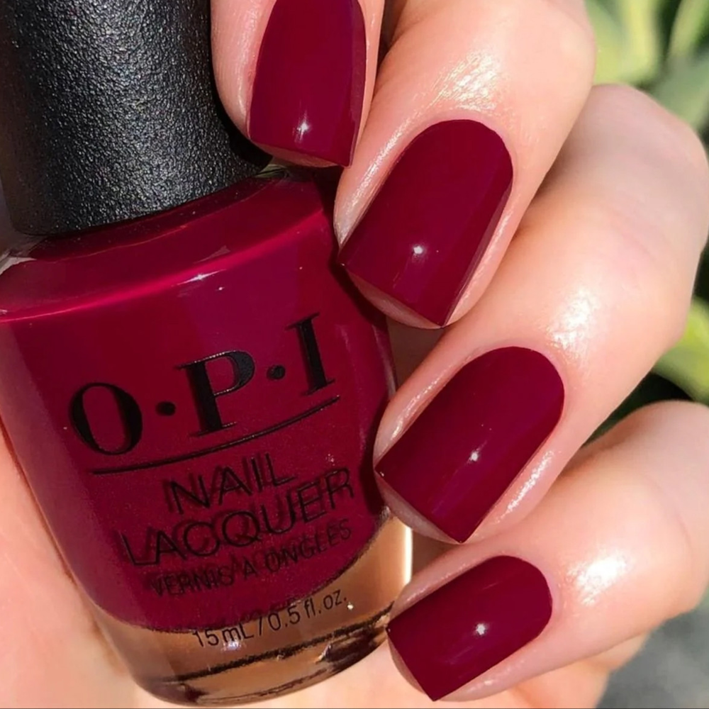 OPI Nail Lacquer in Malaga Wine, red creme nail polish