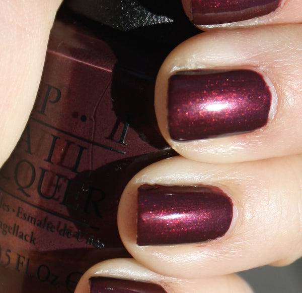 OPI Sleigh Ride For Two Maroon Red Shimmer Nail Polish from the OPI x Mariah Carey Holiday Collection 2013