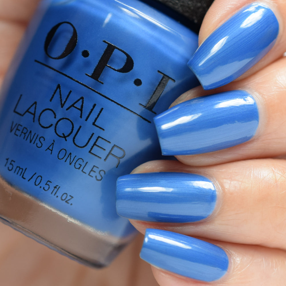 OPI Suzi Takes a Sound Bath Blue Frost Shimmer Nail Polish from the OPI Fall Wonders Collection. OPI Item Product Code NLF008