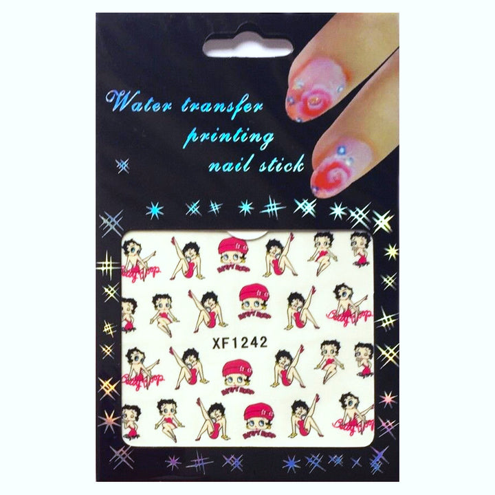 Betty Boop Mulicoloured Pink Nail Transfers Model XF1242