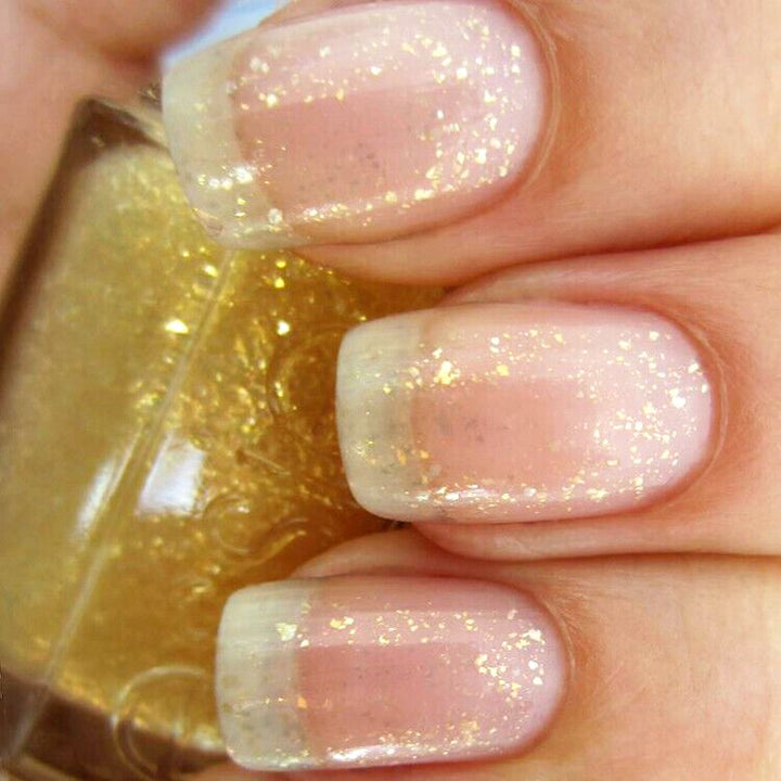 Essie As Gold As It Gets Gold Flake Flakie Top Coat Nail Polish