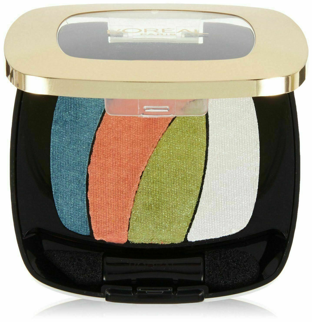 L'Oreal Tropical Tutu Shocking Eyes Eyeshadow Quad Compact with 4 Eye Shadow Shades in Blue, Orange, Green and White