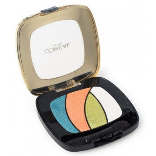 L'Oreal Tropical Tutu Shocking Eyes Eyeshadow Quad Compact with 4 Eye Shadow Shades in Blue, Orange, Green and White