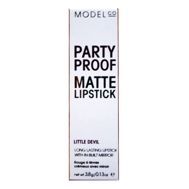 ModelCo Party Proof Matte Lipstick in Little Devil Outer Box
