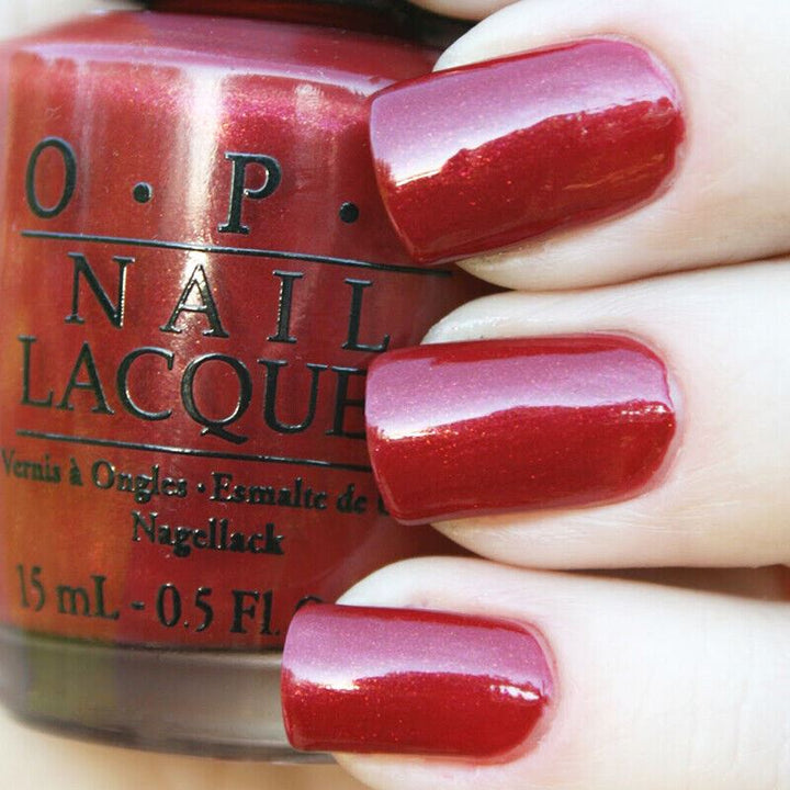 OPI Color To Diner For Red Shimmer Nail Polish from the OPI Touring America Collection. OPI Item Product Code NLT25