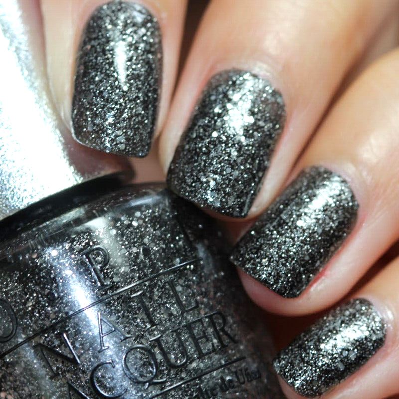 OPI Designer Series Nail Polish in Pewter. Dark Silver Grey Glitter Nail Lacquer