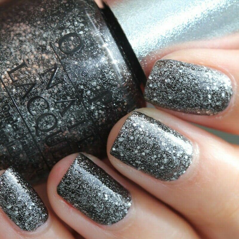 OPI Designer Series Nail Polish in Pewter. Dark Silver Grey Glitter Nail Lacquer