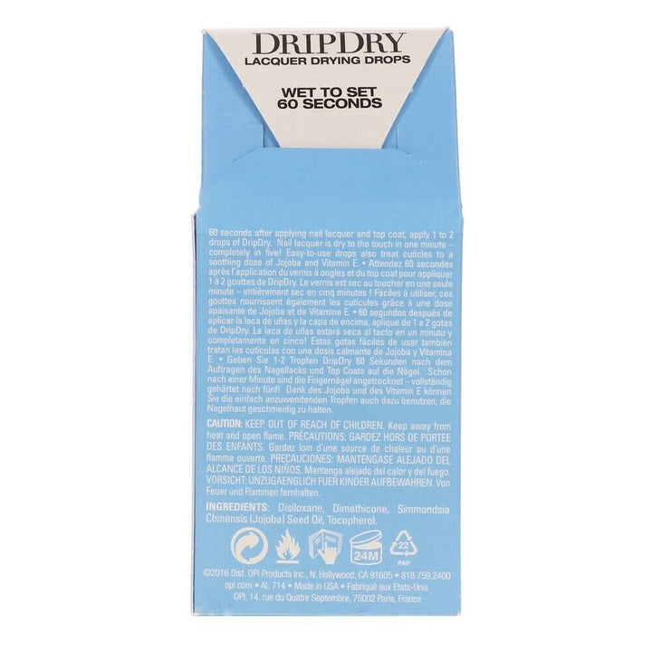 OPI DripDry Lacquer Drying Drops Instructions on Box