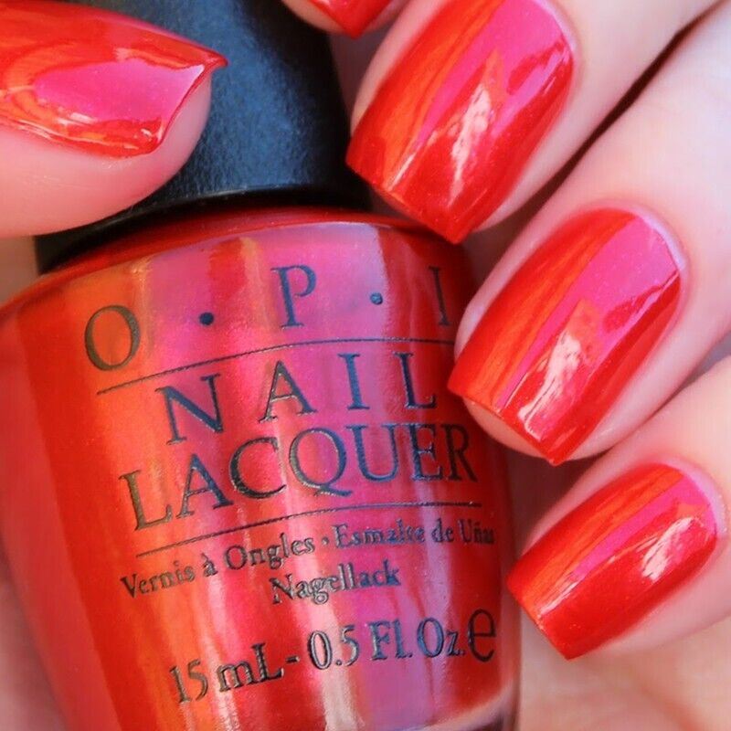 OPI Gimme A Lido Kiss Red Shimmer Nail Polish from the OPI Venice Collection. OPI Item Product Code NLV30
