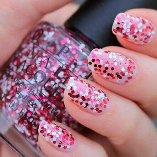 OPI Minnie Style Pink & White Hex Glitter Nail Polish Top Coat