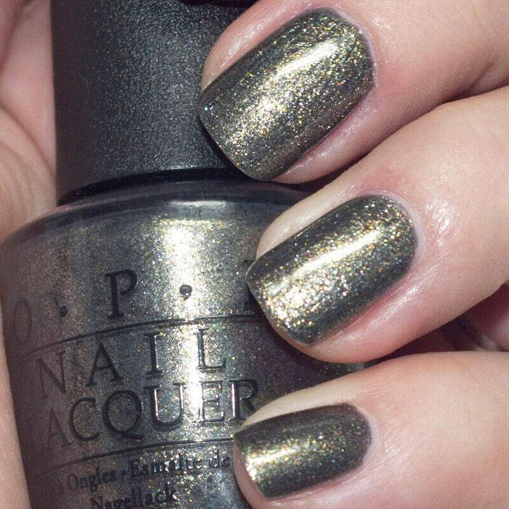 OPI Number One Nemesis Green Grey Shimmer Nail Polish from the OPI Spider-Man Collection. OPI Item Product Code NLM38