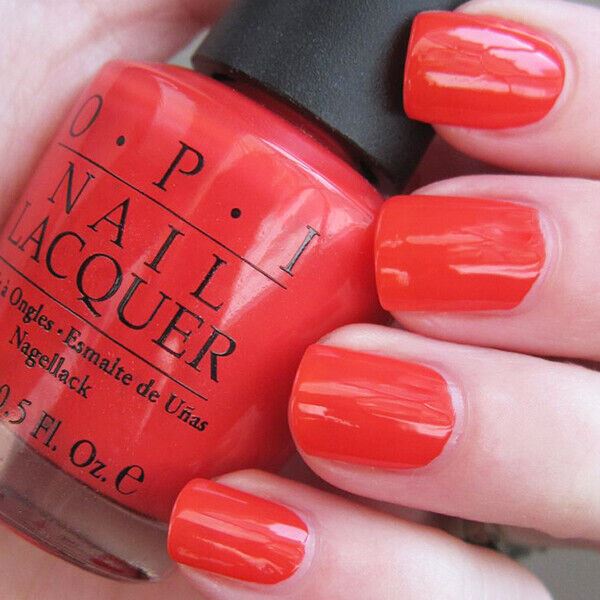OPI On Collins Ave. Coral Red Creme Nail Polish. OPI Item Product Code NLB76