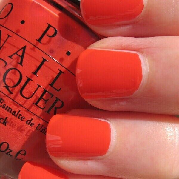 OPI On Collins Ave. Coral Red Creme Nail Polish. OPI Item Product Code NLB76