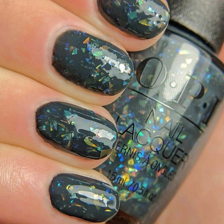 OPI Puttin' on the Glitz Grey Glitter Nail Polish from the Shine Bright Holiday Collection. OPI Item Product Code HRM15