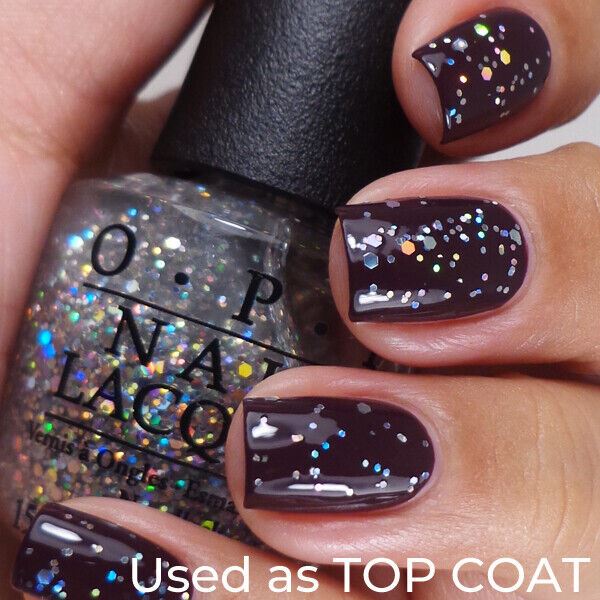 OPI Snowflakes in the Air Holographic & Silver Hex Glitter Topper Top Coat Nail Polish. Limited Edition Shade.