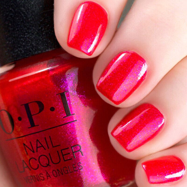 OPI Strawberry Waves Forever Iridescent Pink Shimmer Nail Polish from the OPI Malibu Collection. OPI Item Product Code NLN84