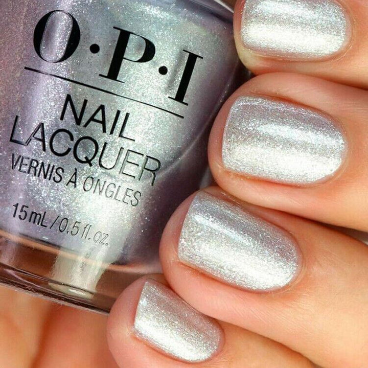 OPI Tinsel, Tinsel Little Star Silver Shimmer Nail Polish from the OPI Shine Bright Holiday Collection. OPI Item Product Code HRM10
